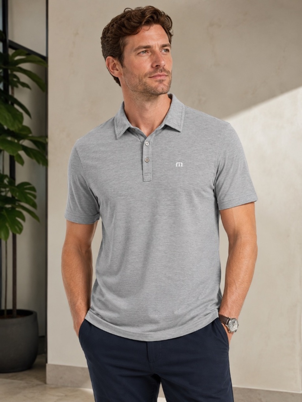 Travis Mathew Gray Pima Cotton Polo Shirt Men’s Medium Golf Casual